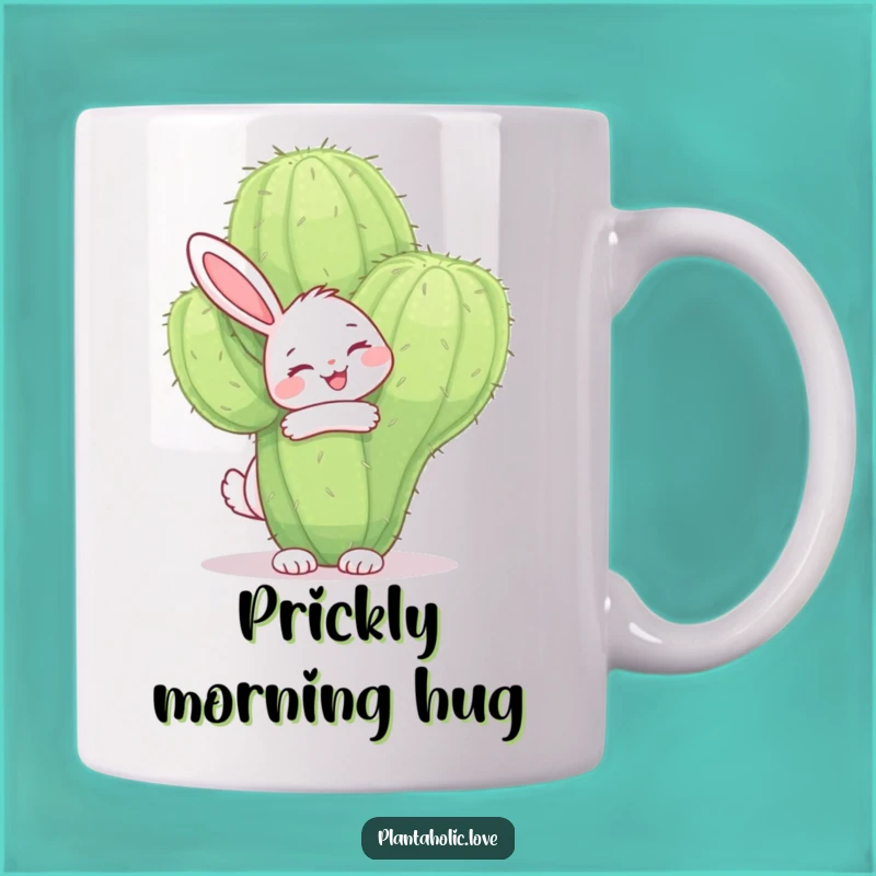 Funny Bunny Cactus Hug Mug: Hilarious Gift for Quirky Souls