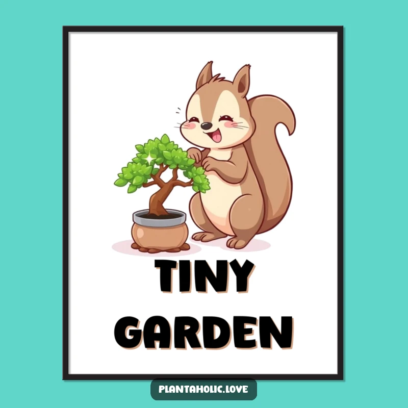 Funny Squirrel Bonsai Digital Art: Instant Garden Charm