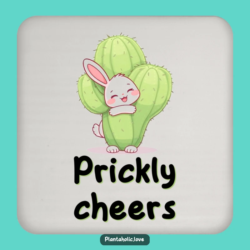 Funny Bunny Cactus Coaster: Protect Surfaces with Love