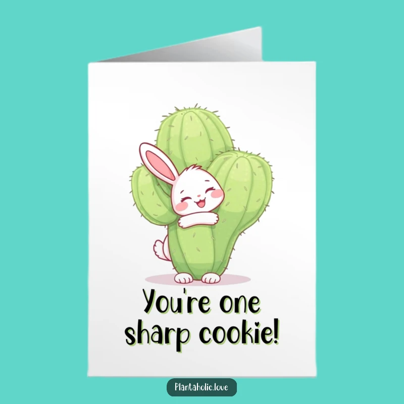 Bunny Cactus Hug Free Printable Congrats Card - Funny Downloadable Celebration