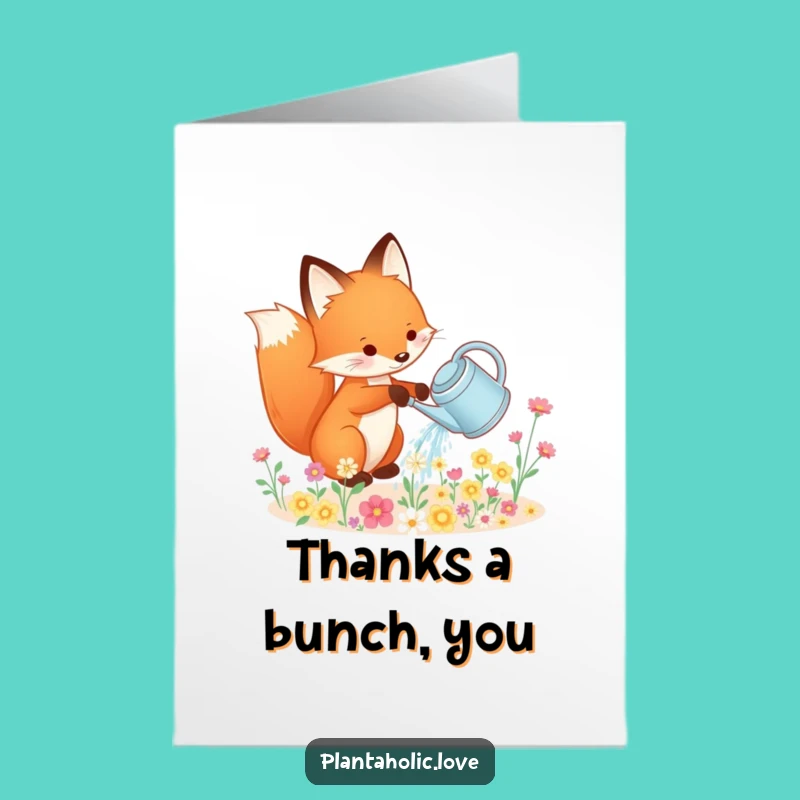 Free Printable Thank You Fox Card: Grateful Gardener Fox Blooms of Thanks
