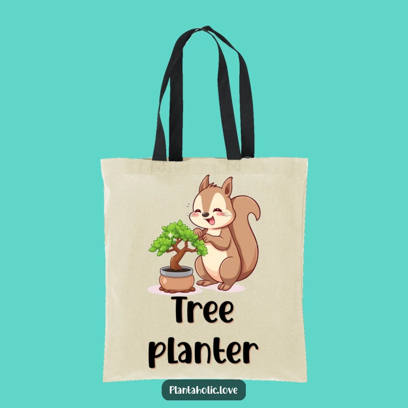 Funny Squirrel Bonsai Tote Bag: Carry Your Greenery